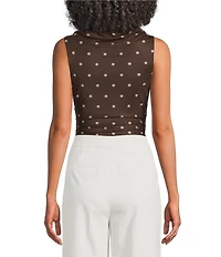 ASTR The Label Claudia Polka Dot V-Neck Sleeveless Faux-Wrap Bodysuit