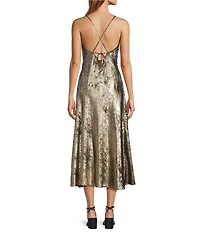 ASTR the Label Gaia Cowl Neck Sleeveless Metallic Midi Dress