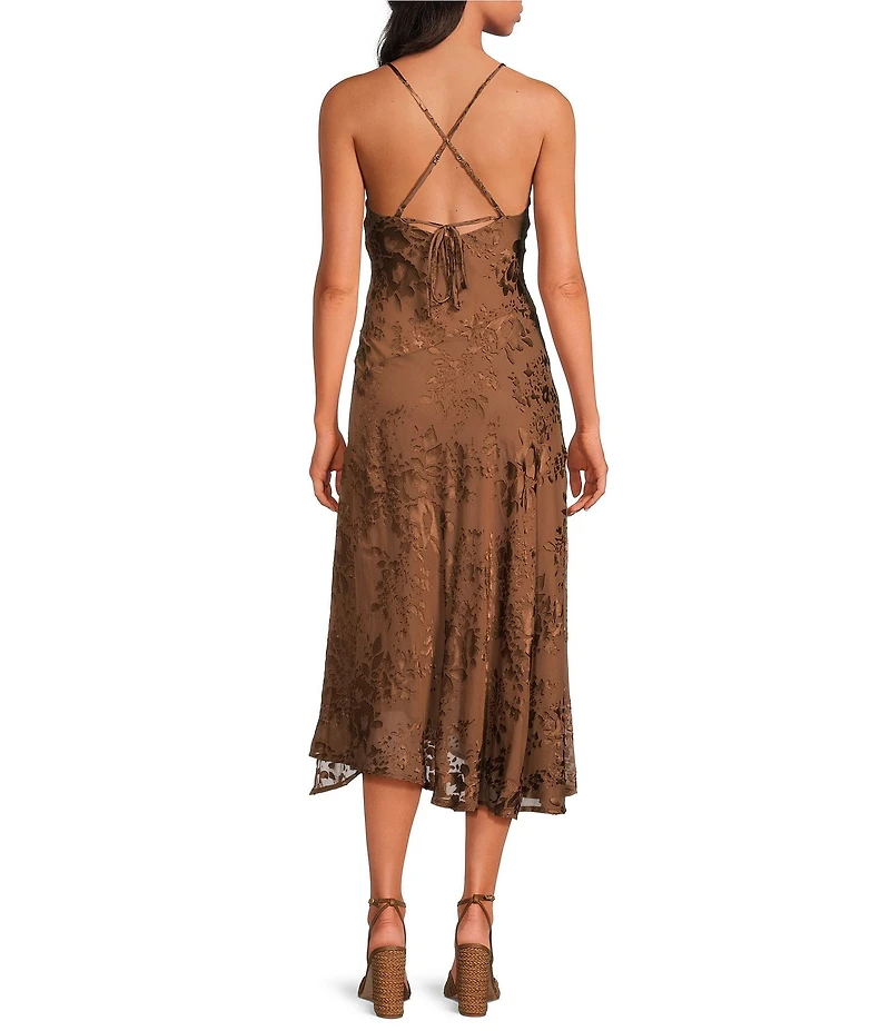 ASTR the Label Gaia Floral Print Cowl Neck Sleeveless Slip Dress
