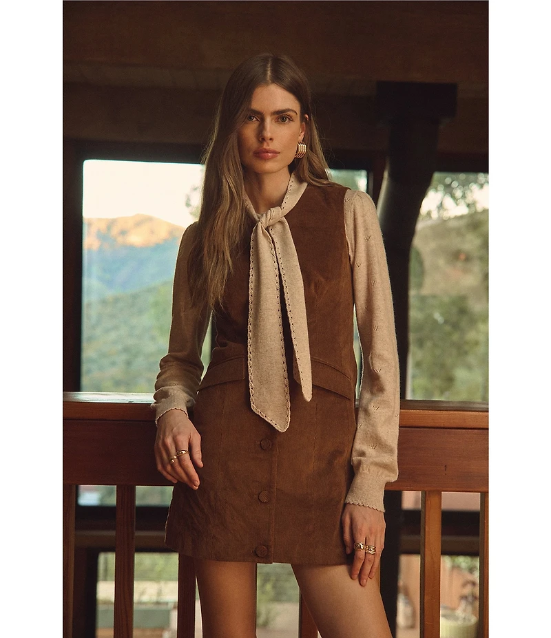 ASTR the Label Gisselle Button Front V-Neck Sleeveless Corduroy Mini Dress
