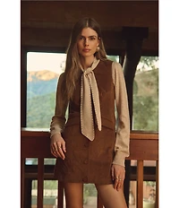 ASTR the Label Gisselle Button Front V-Neck Sleeveless Corduroy Mini Dress