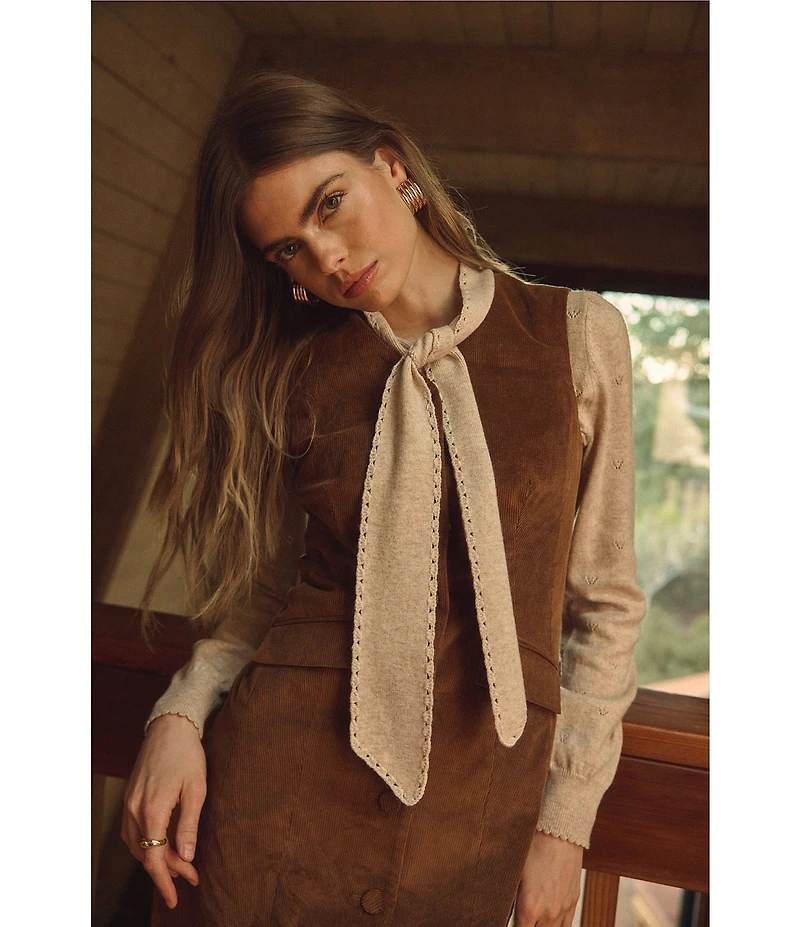ASTR the Label Gisselle Button Front V-Neck Sleeveless Corduroy Mini Dress