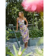 ASTR the Label Ivanna Floral Print V Neck Sleeveless Maxi Slip Dress