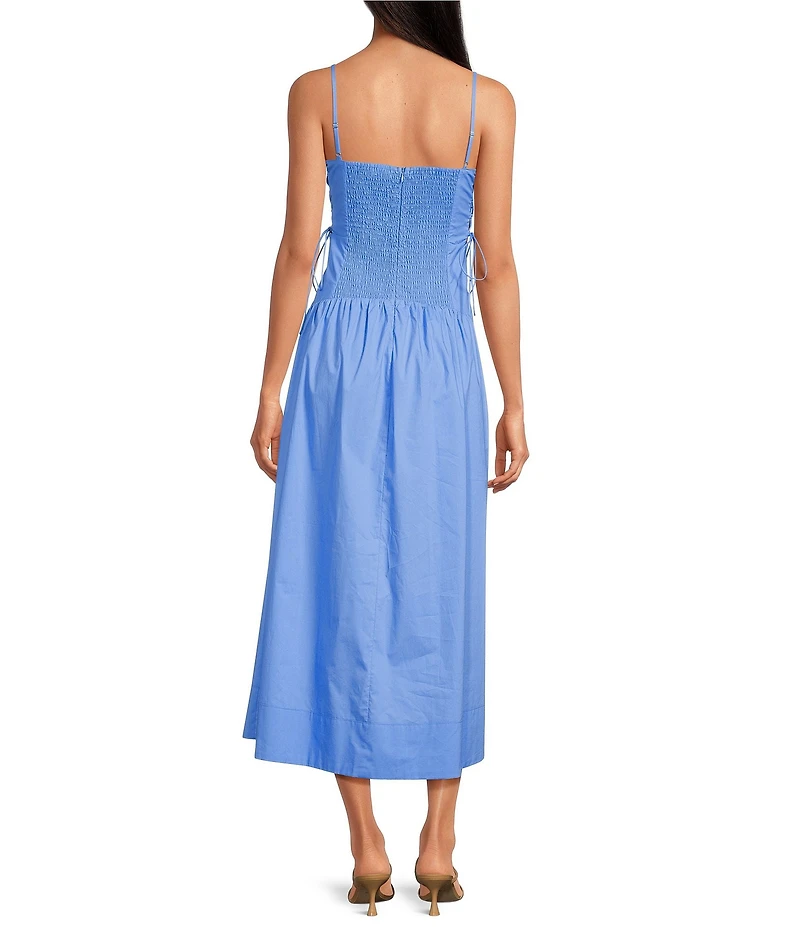 ASTR the Label Karah Square Neck Cut-Out Lace-Up Ties High Slit Drop Waist Maxi Dress