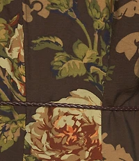ASTR the Label Lavena Floral Print Faux Leather Belted V-Neck Short Puff Sleeve Midi Dress