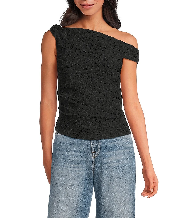 ASTR the Label Lindy Off-Shoulder Sleeveless Textured Knit Top