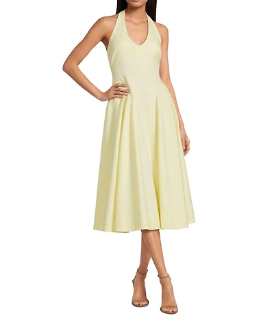 ASTR the Label Meana Halter Neck Sleeveless Basque Waist Midi Dress