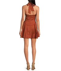ASTR the Label Meana Halter Tie Neck Fit & Flare Drop Waist Mini Dress