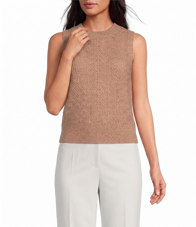 ASTR the Label Pernille Crew Neck Sleeveless Cable Knit Sweater Tank