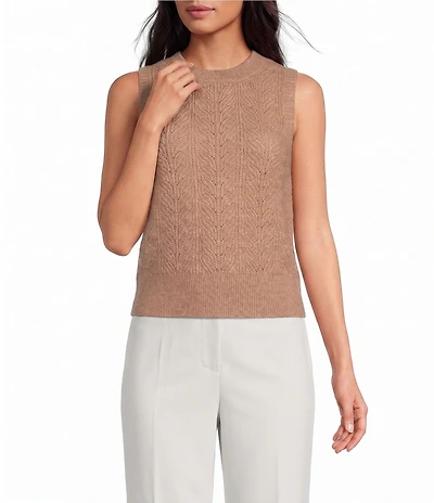 ASTR the Label Pernille Crew Neck Sleeveless Cable Knit Sweater Tank