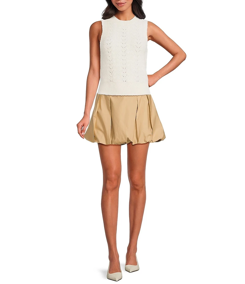 ASTR the Label Pernille Crew Neck Sleeveless Cable Knit Sweater Tank