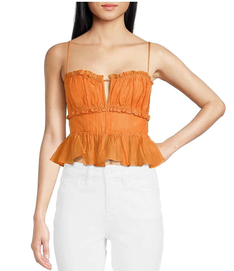 ASTR the Label Sylvan Sweetheart Neck Sleeveless Peplum Top