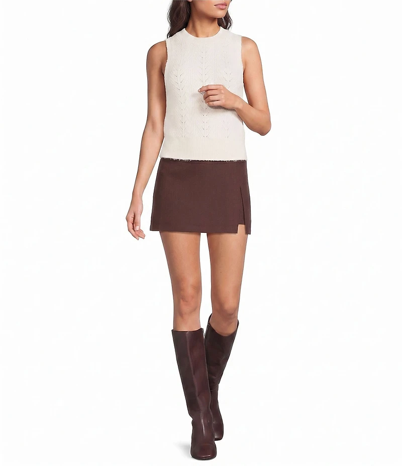 ASTR the Label Tessa Mid Rise Front Slit Mini Skort