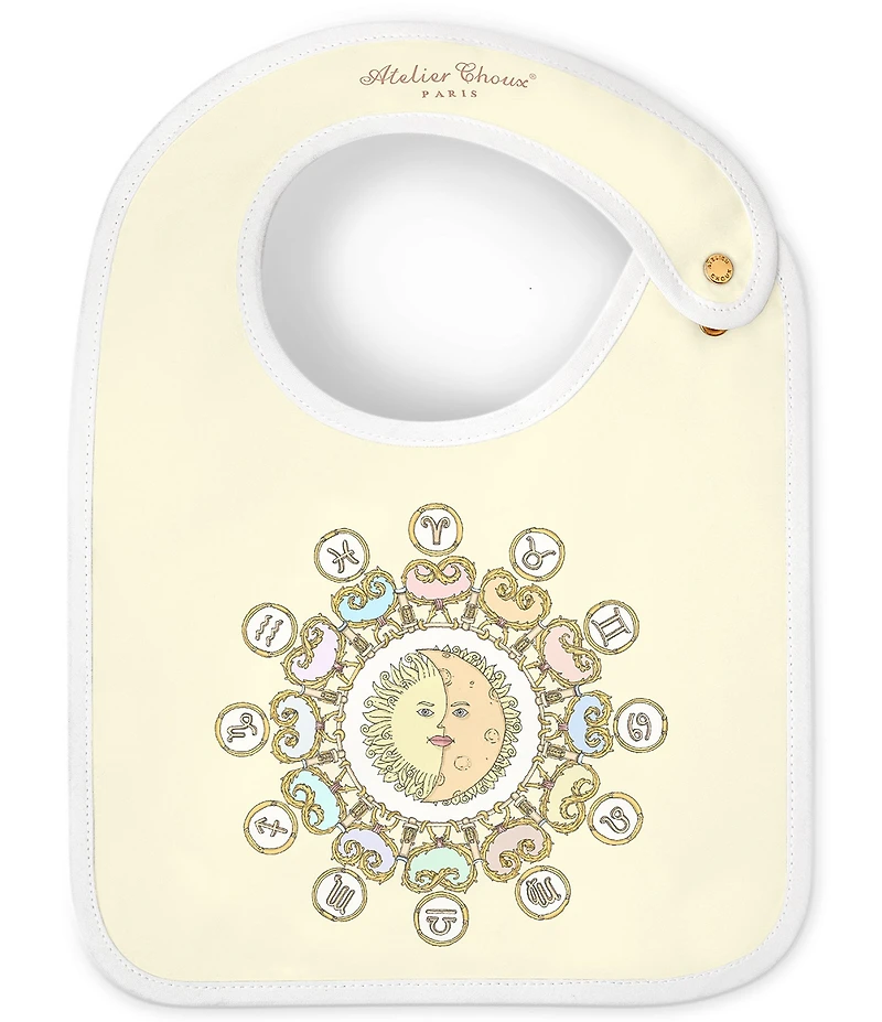 Atelier Choux Organic Cotton Zodiac Reversible Satin Bib