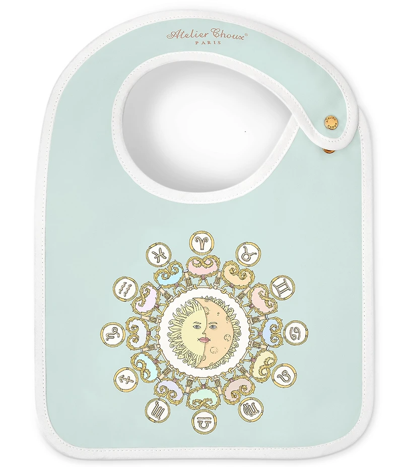 Atelier Choux Organic Cotton Zodiac Reversible Satin Bib
