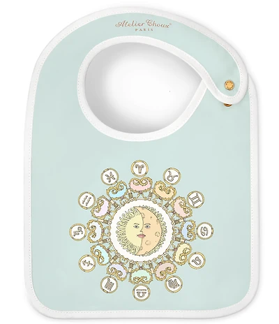 Atelier Choux Organic Cotton Zodiac Reversible Satin Bib