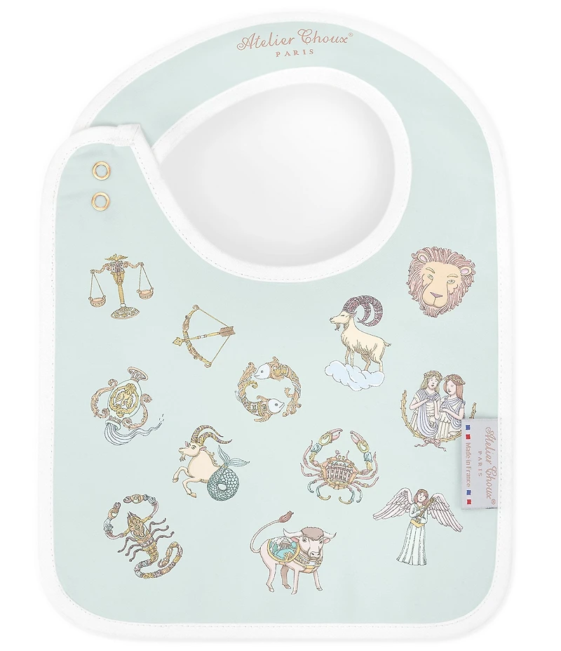 Atelier Choux Organic Cotton Zodiac Reversible Satin Bib