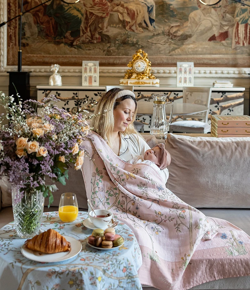Atelier Choux Paris Baby Organic Cotton In Bloom Swaddle Blanket with Gift Box