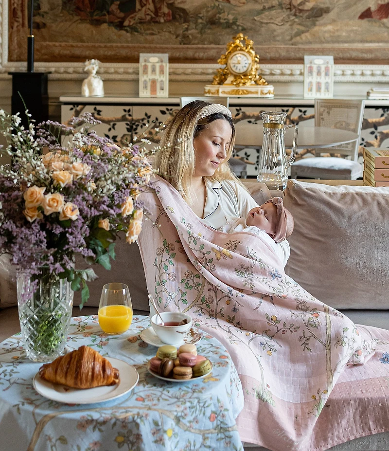 Atelier Choux Paris Baby Organic Cotton In Bloom Swaddle Blanket with Gift Box