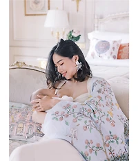 Atelier Choux Paris Baby Organic Cotton In Bloom Swaddle Blanket with Gift Box