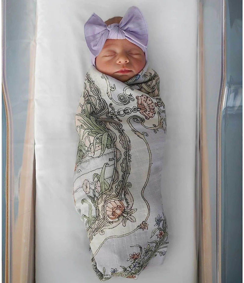 Atelier Choux Paris Baby Organic Cotton Tapestry Carre Swaddle Blanket with Gift Box