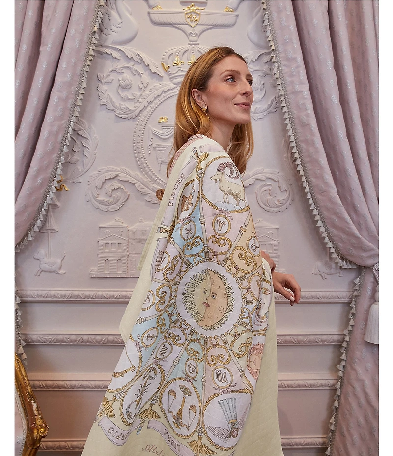 Atelier Choux Paris Baby Organic Cotton Zodiac Carre Swaddle Blanket with Gift Box