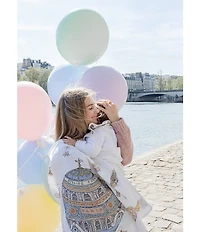 Atelier Choux Paris Organic Cotton Baby Hot Air Balloons Swaddle Blanket with Gift Box