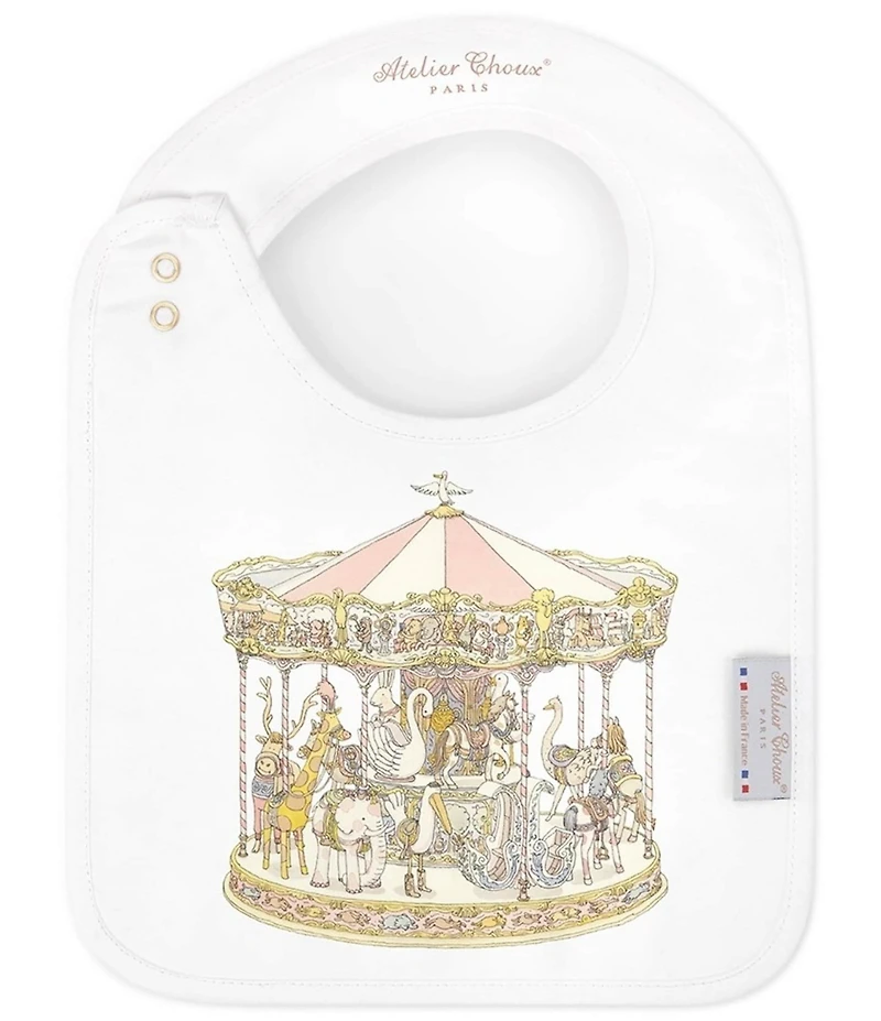 Atelier Choux Paris Organic Cotton Carousel Reversible Satin Bib