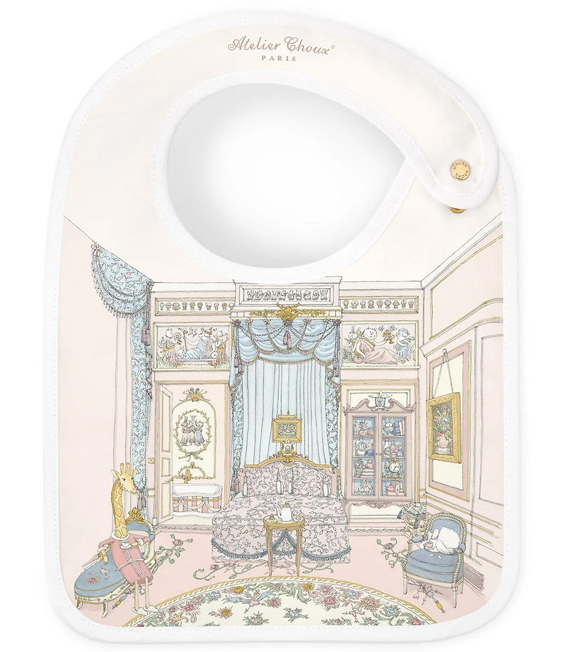 Atelier Choux Paris Organic Cotton French Bedroom Reversible Satin Bib