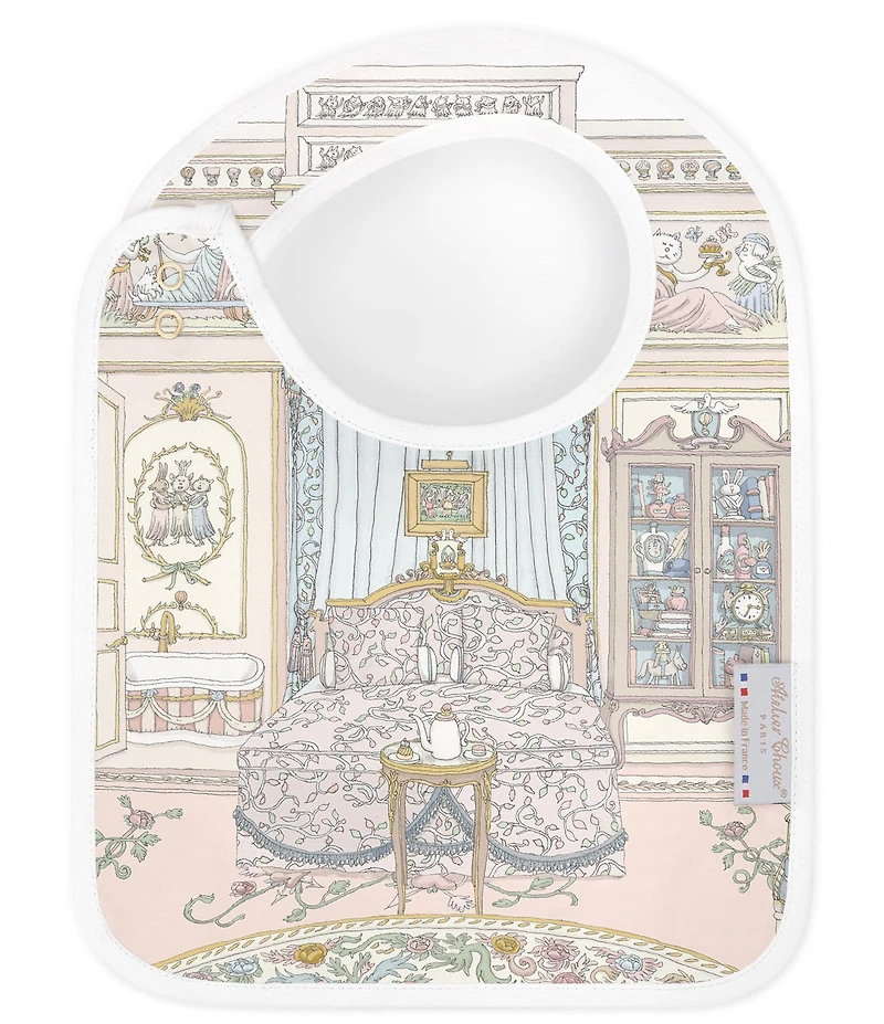 Atelier Choux Paris Organic Cotton French Bedroom Reversible Satin Bib
