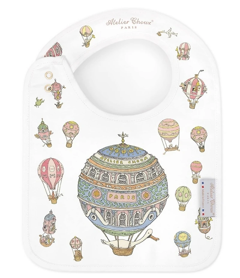 Atelier Choux Paris Organic Cotton Hot Air Balloon Reversible Satin Bib