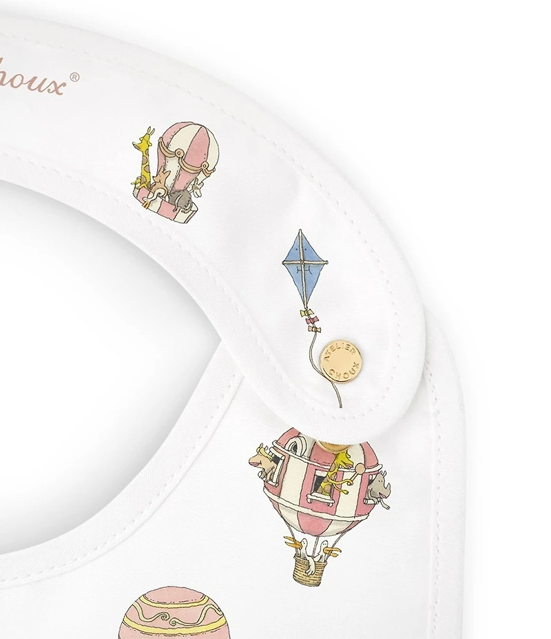 Atelier Choux Paris Organic Cotton Hot Air Balloon Reversible Satin Bib