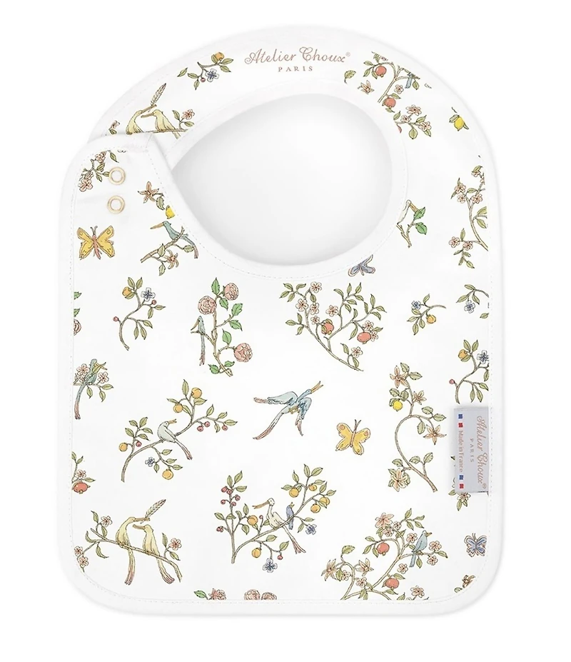 Atelier Choux Paris Organic Cotton In Bloom Reversible Satin Bib