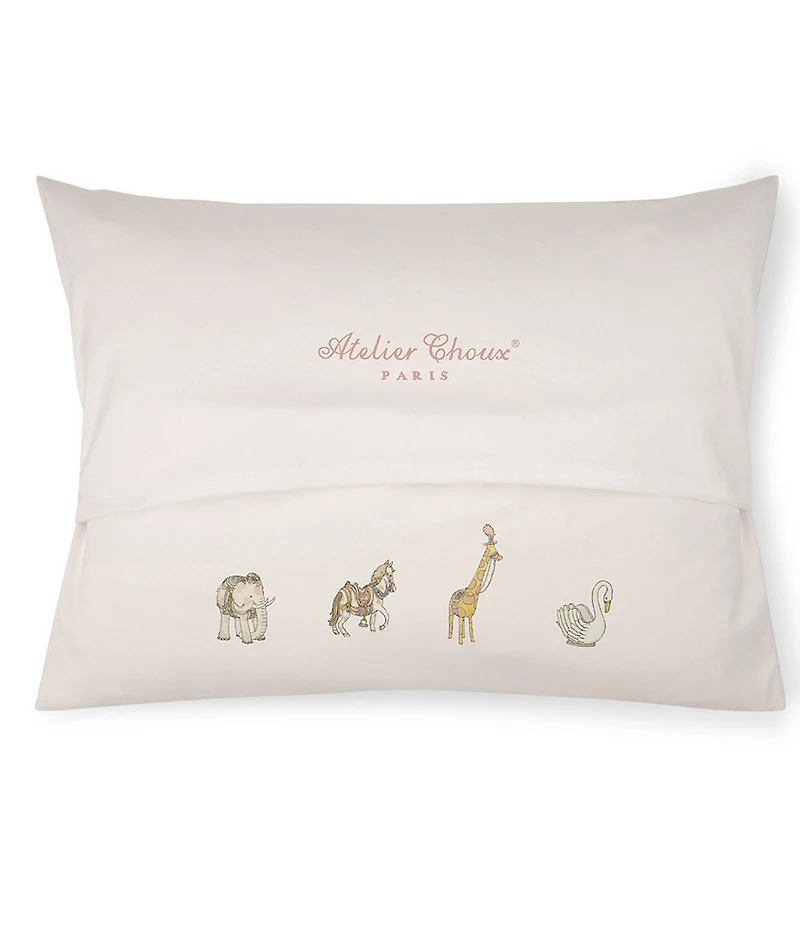 Atelier Choux Paris Satin Pink Carousel Print Decorative Nursery Pillow