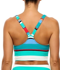 Athena Big Island Stripe Racerback Cropped Swim Top