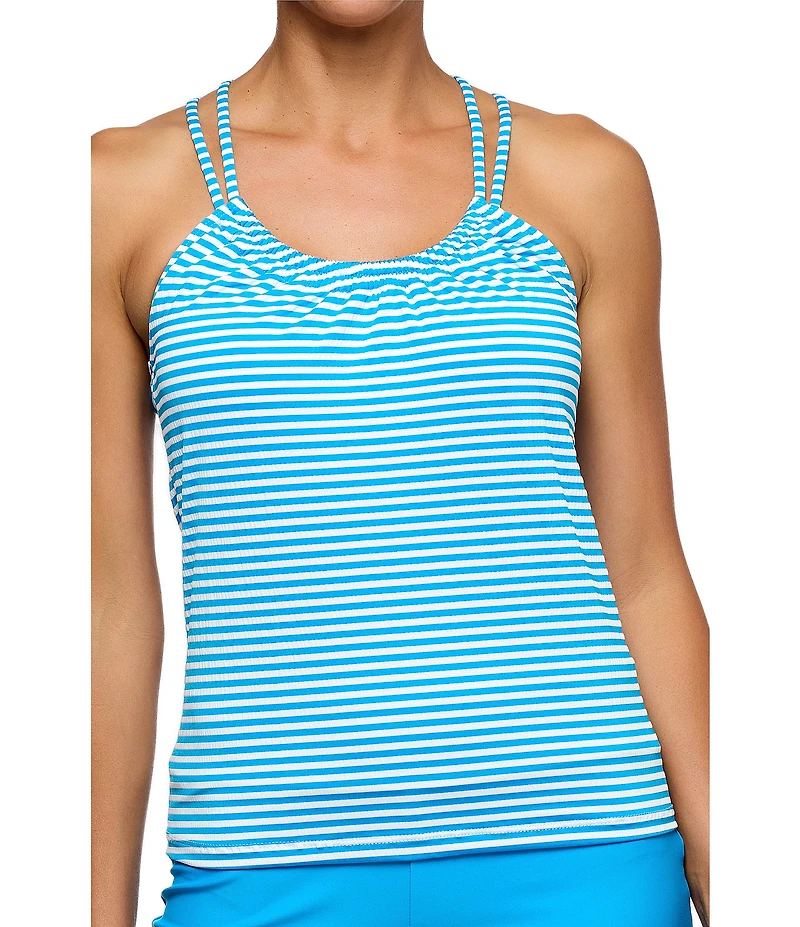 Athena Next by Athena Coronado Stripe Scoop Neck Third Eye Tankini Swim Top