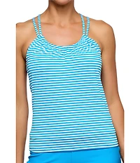 Athena Next by Athena Coronado Stripe Scoop Neck Third Eye Tankini Swim Top