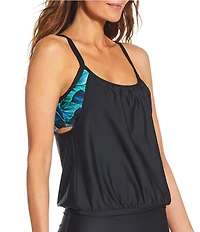 Athena Next by Athena Curacao Palm Leaf Scoop Neck D-Cup Bra Tankini Swim Top