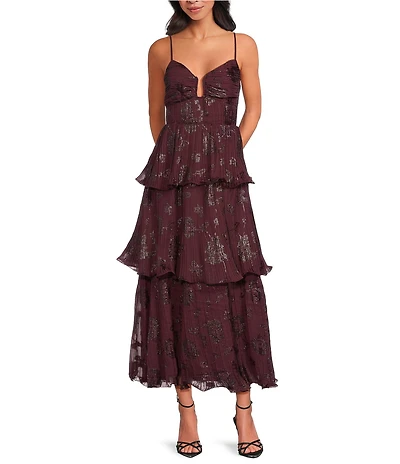 ATSR the Label Lupin Floral Sweetheart Neckline Sleeveless Tiered Maxi Dress