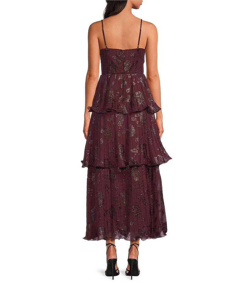 ATSR the Label Lupin Floral Sweetheart Neckline Sleeveless Tiered Maxi Dress