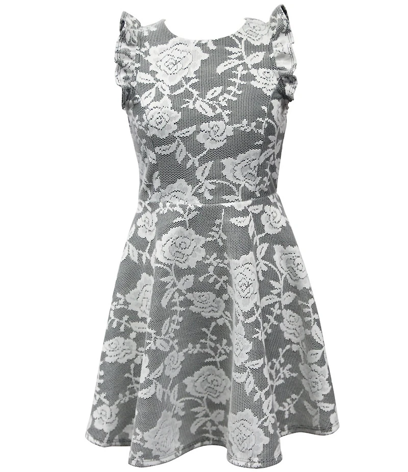 Ava & Yelly Big Girls Floral Print Flutter Sleeve Fit-and-Flare Dress