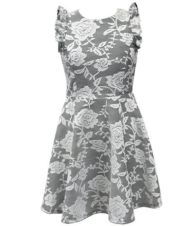 Ava & Yelly Big Girls Floral Print Flutter Sleeve Fit-and-Flare Dress