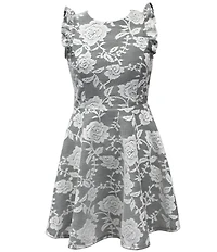 Ava & Yelly Big Girls Floral Print Flutter Sleeve Fit-and-Flare Dress