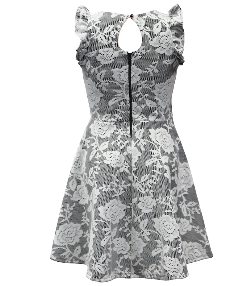 Ava & Yelly Big Girls Floral Print Flutter Sleeve Fit-and-Flare Dress