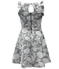 Ava & Yelly Big Girls Floral Print Flutter Sleeve Fit-and-Flare Dress