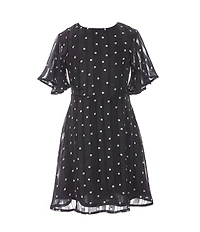 Ava & Yelly Big Girls Flutter-Sleeve Polka-Dot A-Line Dress