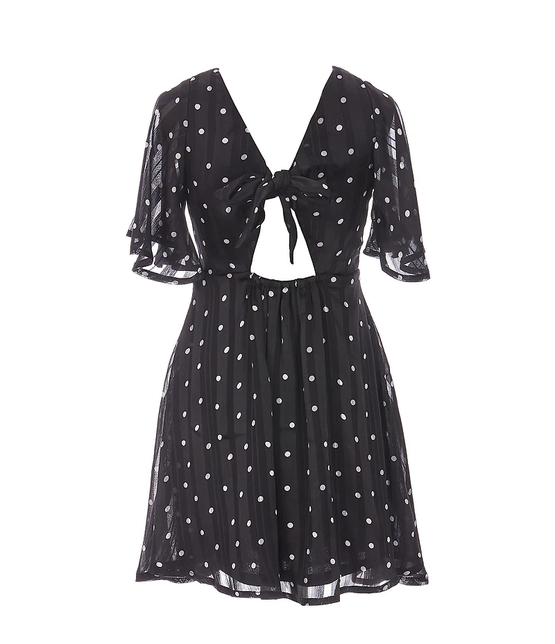 Ava & Yelly Big Girls Flutter-Sleeve Polka-Dot A-Line Dress