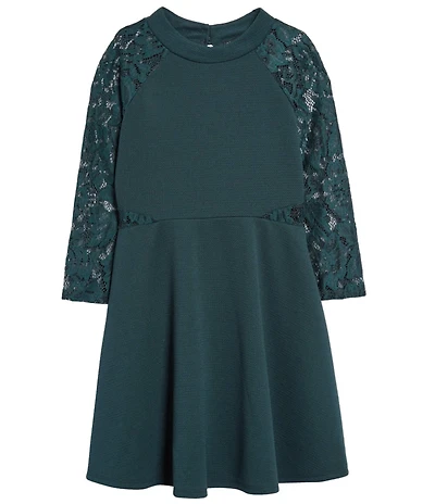 Ava & Yelly Big Girls Lace Sleeve Ponte Fit-And-Flare Dress