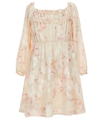 Ava & Yelly Big Girls Long-Sleeve Burnout Floral Dress