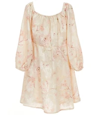 Ava & Yelly Big Girls Long-Sleeve Burnout Floral Dress